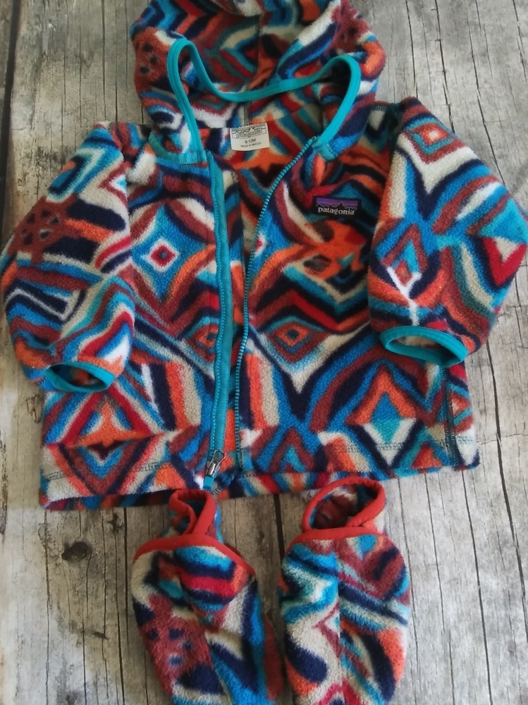 6-12 month fleece jacket and bootie lot Patagonia
